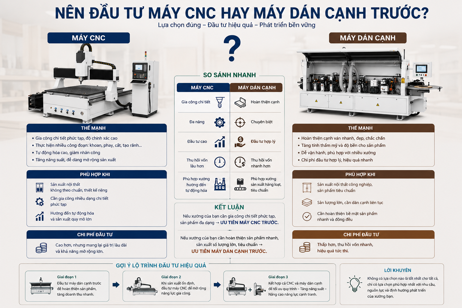 Nên Đầu Tư Máy CNC Hay Máy Dán Cạnh 